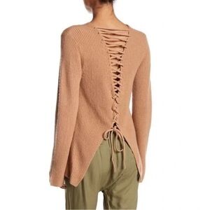 A.L.C. Markell Lace up Back Sweater 100% Wool/Cashmere - Beige
